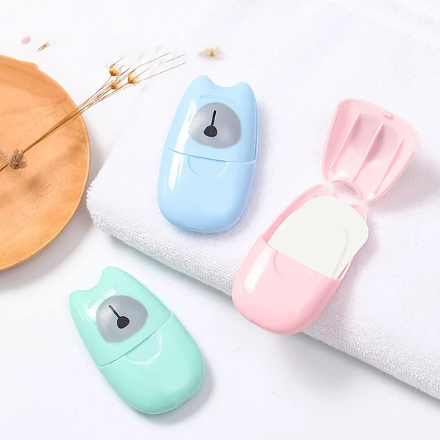 Alt view image 3 of 5 - US 50Pcs Disposable Travel Soap Portable Soap Paper Box Scented Slice Sheets BZ-3-bfeizaopian lvse 1ge
