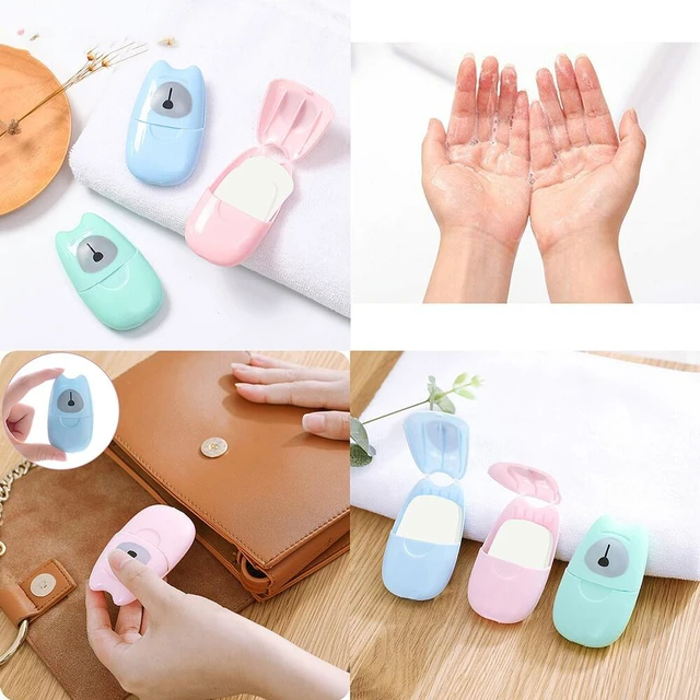 Alt view image 2 of 5 - US 50Pcs Disposable Travel Soap Portable Soap Paper Box Scented Slice Sheets BZ-3-bfeizaopian lvse 1ge