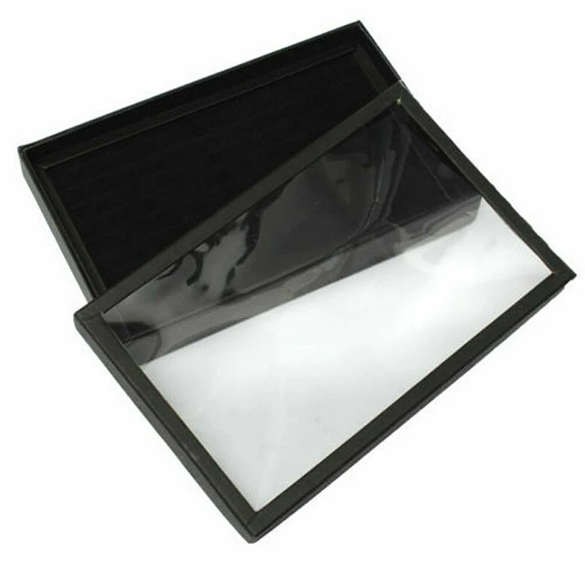 Alt view image 2 of 5 - US 1 Pack 100 Slots Jewelry Ring Display Tray Holder Earrings Organizer w/ Lid