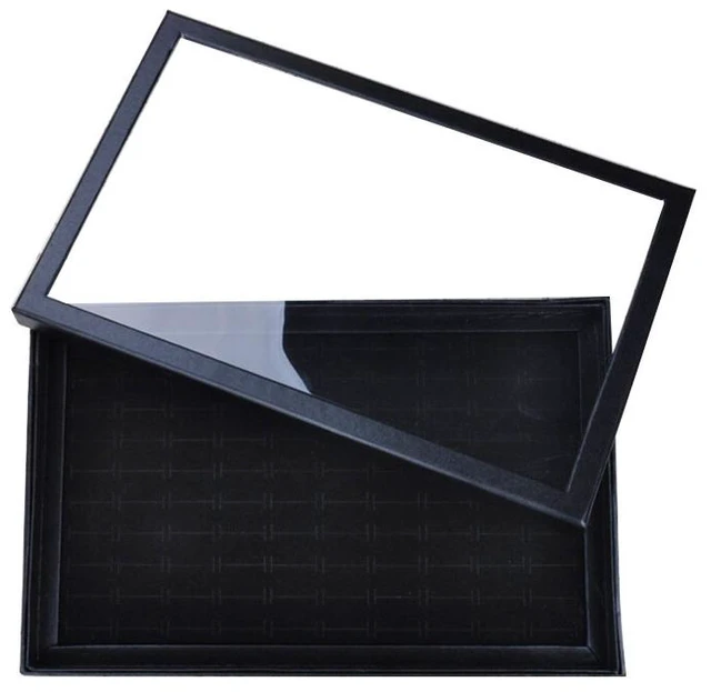 Main image of US 1 Pack 100 Slots Jewelry Ring Display Tray Holder Earrings Organizer w/ Lid