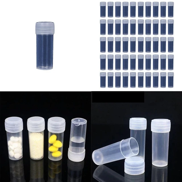 Alt view image 4 of 5 - US 100 Pack 5ML Sample Bottle Small Pill Plastic Container Empty Pill Bottle