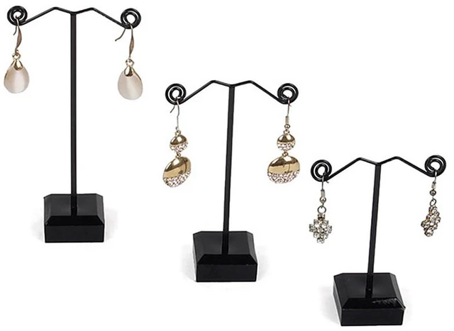 Main image of US 3 Pcs Alloy Earrings Display T-Shape Stand Showcase Jewelry Organizer Holder