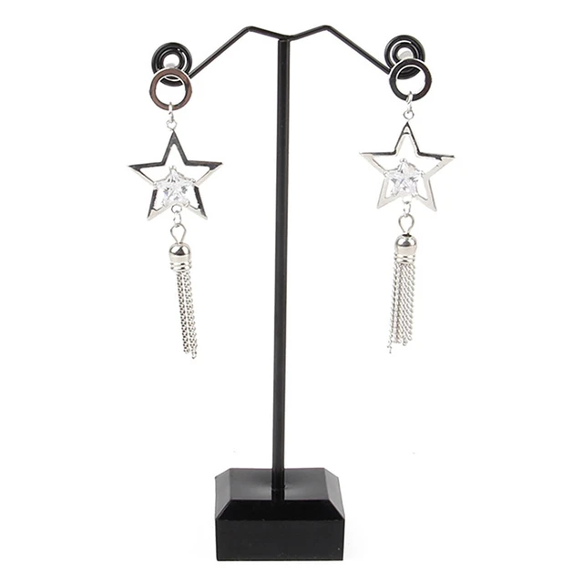Alt view image 4 of 5 - US 3 Pcs Alloy Earrings Display T-Shape Stand Showcase Jewelry Organizer Holder