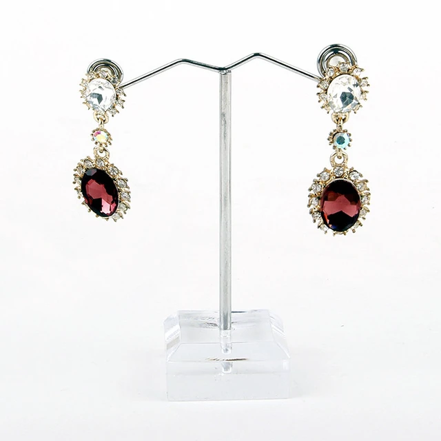 Alt view image 3 of 5 - US 3 Pcs Alloy Earrings Display T-Shape Stand Showcase Jewelry Organizer Holder C-1-berhuanTxingjia3jiantao touming