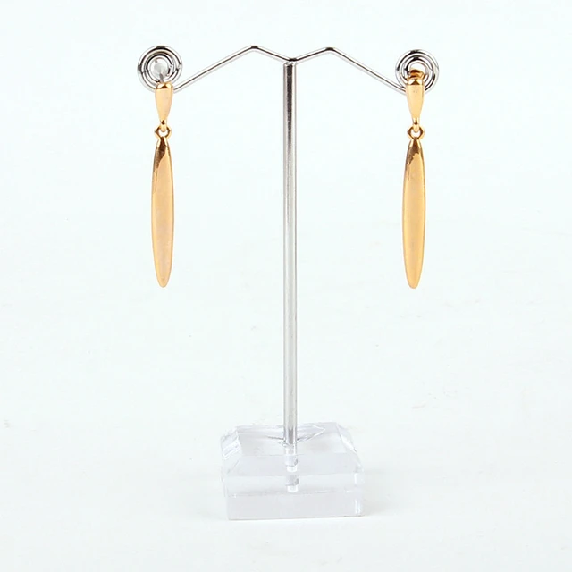 Alt view image 4 of 5 - US 3 Pcs Alloy Earrings Display T-Shape Stand Showcase Jewelry Organizer Holder C-1-berhuanTxingjia3jiantao touming