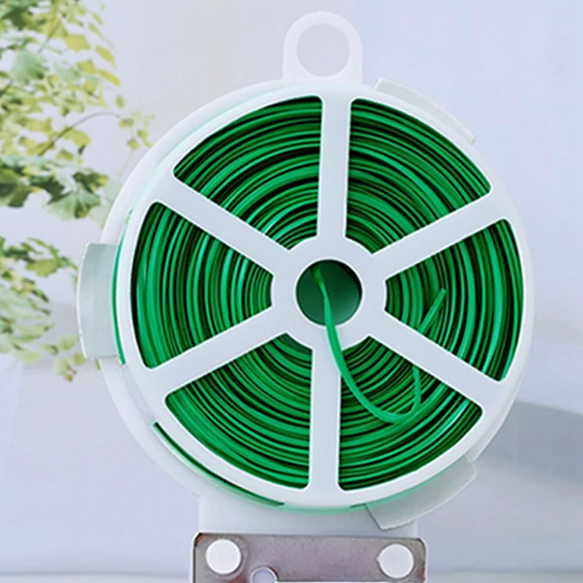 Alt view image 3 of 5 - US 328FT 100M Kitchen Bag Gardening Plant Green Twist Tie Wire Roll With Cutter