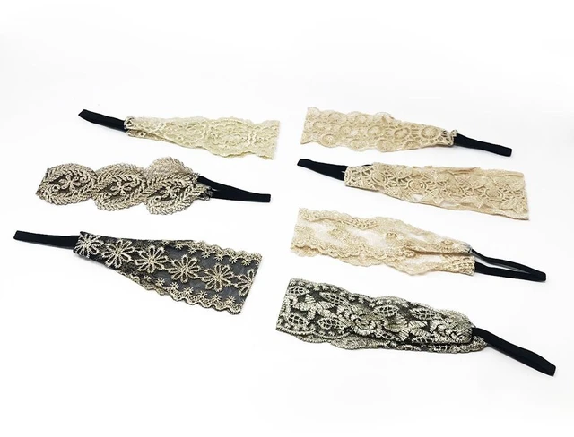 Alt view image 2 of 6 - US 7Pcs Women Lace Headband Stretch Hairband Elegant Wide Headwrap Turban