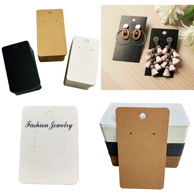 Alt view image 4 of 5 - US 200 Pack Earring Card Holder Black Earring Display Cards Ear Studs Jewelry CC-1-berhuanka 5x9cm 200ge baise