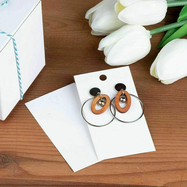 Alt view image 3 of 5 - US 200 Pack Earring Card Holder Black Earring Display Cards Ear Studs Jewelry CC-1-berhuanka 5x9cm 200ge baise
