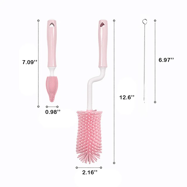 Alt view image 4 of 5 - US 3PCS Set Silicone Feeding Baby Bottle Nipple Straw Cleaning Brush 360 Degree