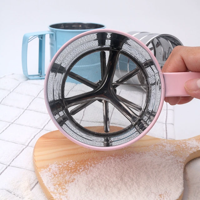 Alt view image 2 of 5 - US Stainless Steel Mesh Flour Icing Sugar Sifter Sieve Strainer Cup Baking Tool CE-1-bmianfenshaibei1ge lanse