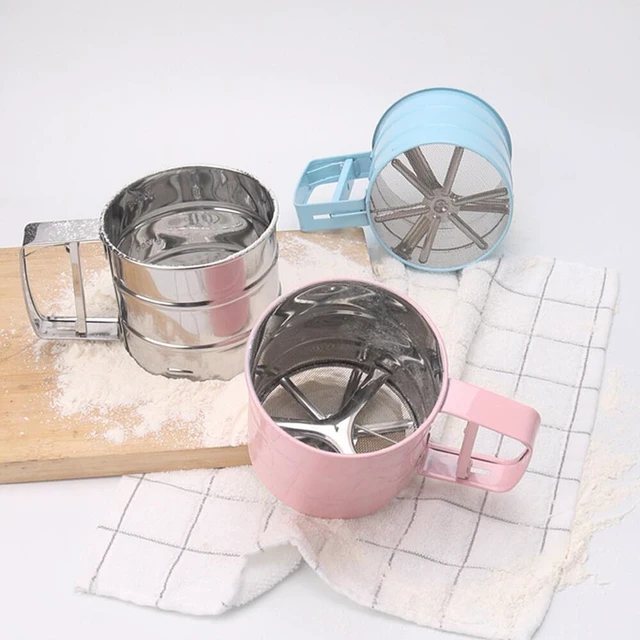 Alt view image 3 of 5 - US Stainless Steel Mesh Flour Icing Sugar Sifter Sieve Strainer Cup Baking Tool CE-1-bmianfenshaibei1ge lanse