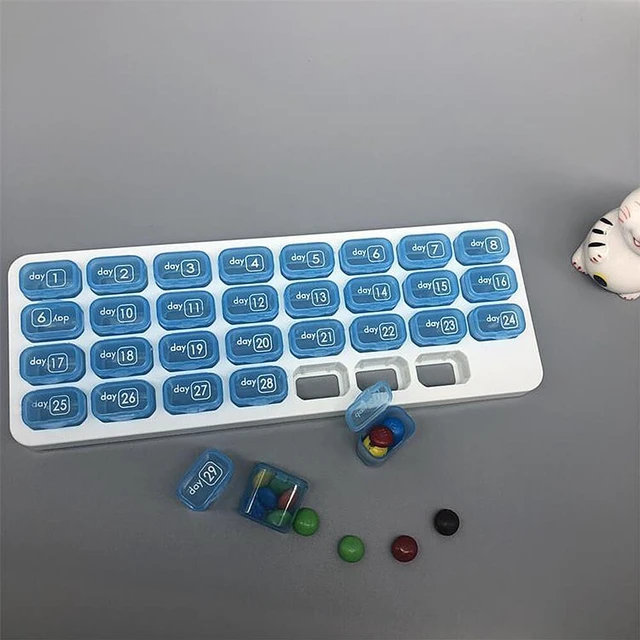 Main image of US 31 Day Monthly Pill Organizer Medication Pod Compartment Planner Box Plastic
