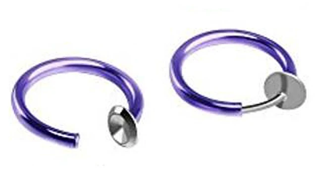 Main image of Clip-On Spring Action Non-Piercing Fake Septum Lip Cartilage Nose Tragus Ring bangongzhuodixia bihuan 1dui shenzise