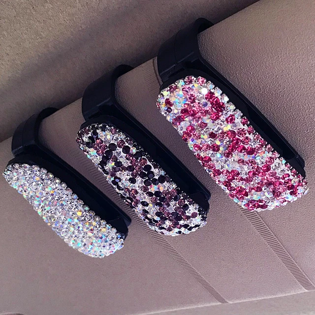 Alt view image 2 of 3 - US 3 Pack Rhinestone Universal Car Glasses Sunglasses Eyeglass Visor Holder Clip