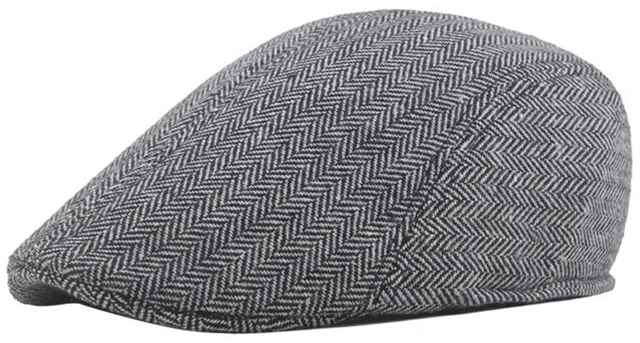 Main image of US 1 Pack Fineboy Hat Mens Herringbone Tweed Flat Ivy Gatsby Cap Stripe Cabbie qianhuise
