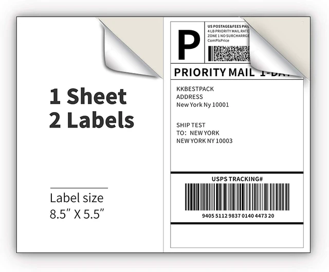 Alt view image 2 of 4 - 1000 Shipping Labels 8.5" x 5.5" Half Sheets Blank Self Adhesive 2 Per Sheet
