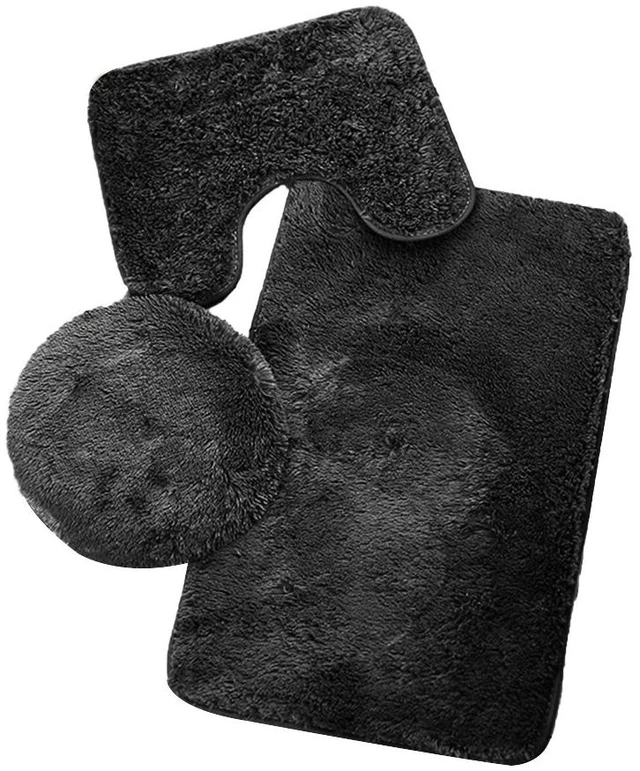 Main image of US 3-Piece Bathroom Rug Set Include U-Shaped Contour Toilet Mat Machine Washable