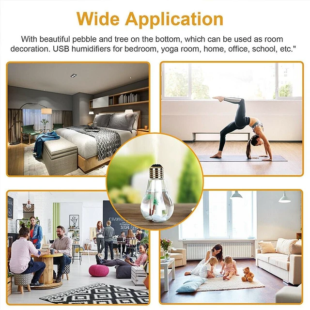 Alt view image 2 of 5 - US 1 Pack USB Desktop Bulb Air Humidifier Essential Oil Diffuser Aromatherapy