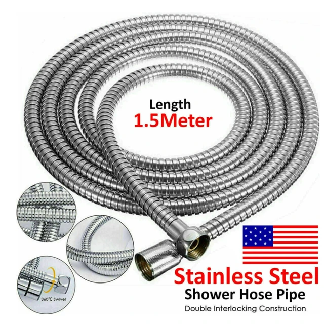 Alt view image 5 of 5 - US 2 Pack 1.5m / 5 Ft Shower Hose Extra Long Bathroom Hand Held Flexible Tube
