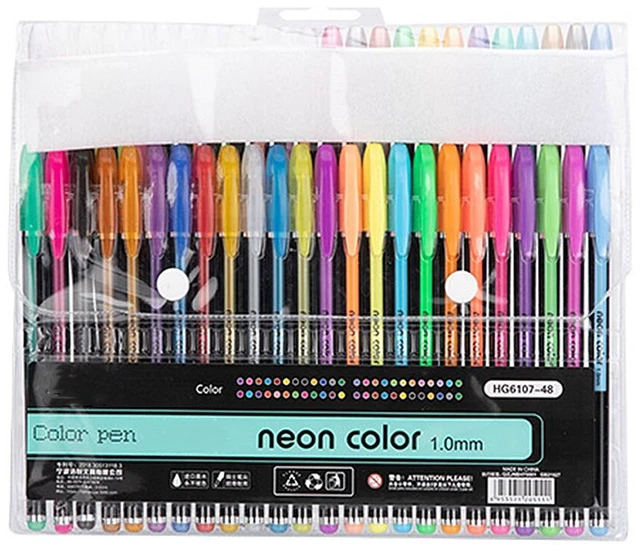 Main image of US 48Pcs Neon Color Gel Pastel Pen Point Marker Drawing Note Journaling Doodling