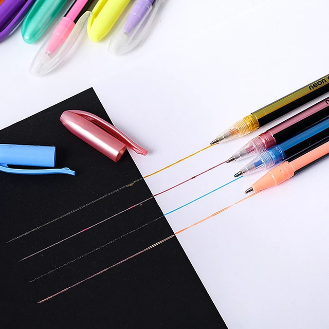 Alt view image 5 of 5 - US 48Pcs Neon Color Gel Pastel Pen Point Marker Drawing Note Journaling Doodling
