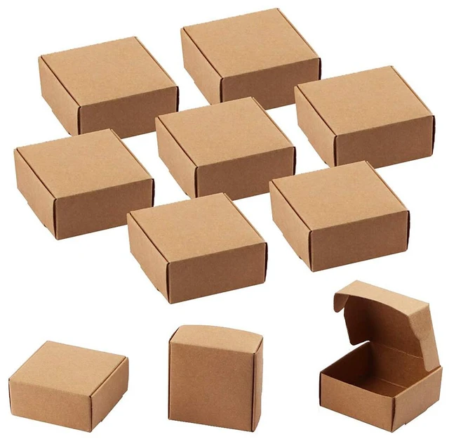 Main image of US 50 Pack Mini Kraft Jewelry Gift Packing Coin Candy Ornaments Favor Boxes DB-4-g shoushifeijihe5x5cm zongse 50gezhuang