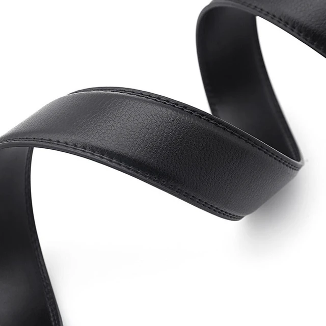 Alt view image 5 of 5 - US Men Ratchet Belt Genuine Leather Belt w/ Slide Ratchet Automatic Click Buckle DC-2-a zhenkouzidongyaodai120cmheise