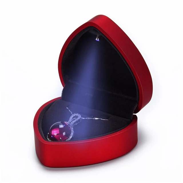 Alt view image 3 of 5 - US 1-2 Diamond Ring Box LED Light Velvet Jewelry Gift Wedding Proposal Organizer