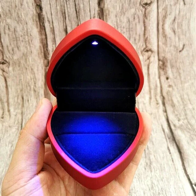 Alt view image 2 of 5 - US 1-2 Diamond Ring Box LED Light Velvet Jewelry Gift Wedding Proposal Organizer