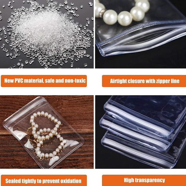 Alt view image 2 of 5 - US 100 Pack PVC Clear Jewelry Anti Oxidation Zipper Bags Anti-tarnish Organizers DD-4-g PVCshoushidai6x8cm