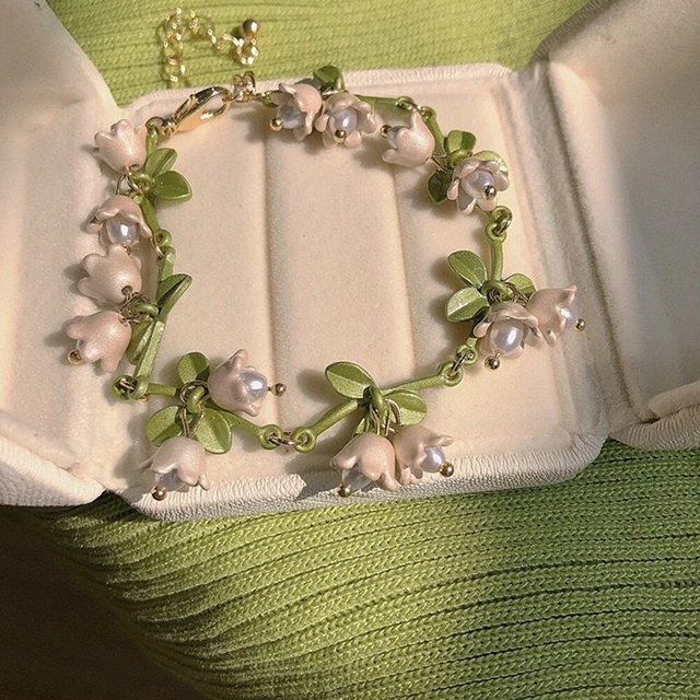 Alt view image 2 of 4 - US Lily of the Valley Orchid Earring Bracelet Necklace Floral Dangle Jewelry Set