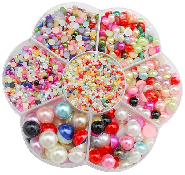 Main image of US 5600 Set DIY Half Artificial Pearl Bead Flat Back Beads Craft Nail Art