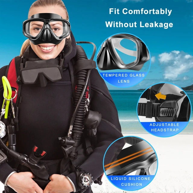 Alt view image 5 of 5 - US 1 Pack Anti-Fog Scuba Diving Goggles Adult Swimming Mask Snorkel Nose Cover