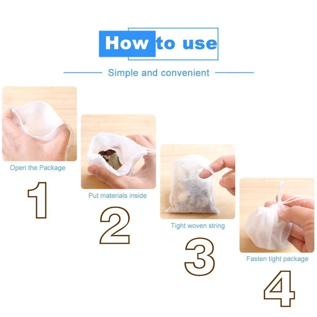 Alt view image 5 of 5 - US 100 pcs Disposable Filter Drawstring Flip Empty Teabag Herb Loose Tea Bag wusheng