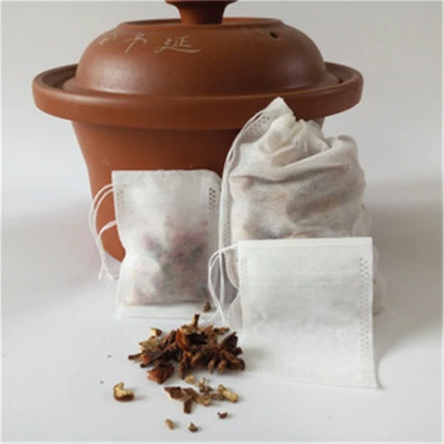 Alt view image 2 of 5 - US 100 pcs Disposable Filter Drawstring Flip Empty Teabag Herb Loose Tea Bag wusheng