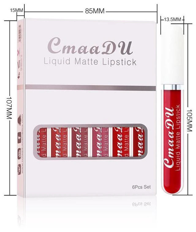 Alt view image 3 of 4 - US 6 Pack Set Lipstick Matte Finish Liquid Lip Gloss Long Lasting Waterproof