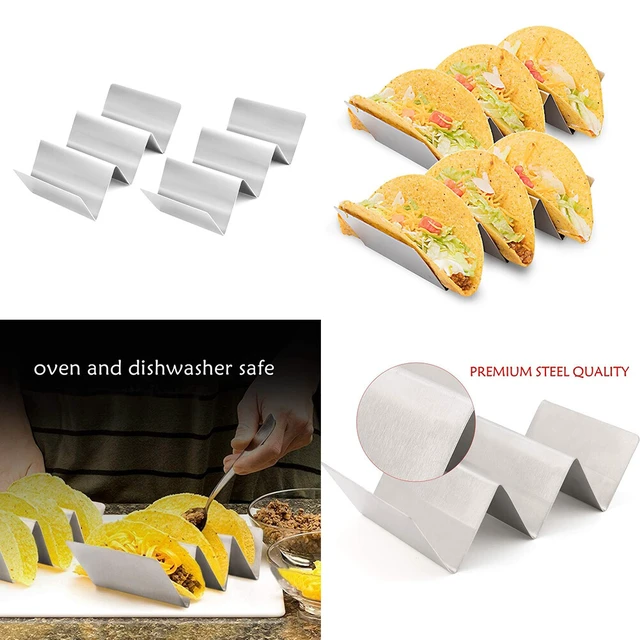 Alt view image 3 of 5 - US 2 Food Grade Stainless Steel Taco Holder Stand Truck Tray Style Oven Safe
