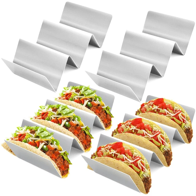 Alt view image 2 of 5 - US 2 Food Grade Stainless Steel Taco Holder Stand Truck Tray Style Oven Safe
