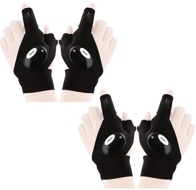 Main image of US 2 Pair LED Flashlight Glove Fingerless Outdoor Fishing Camping Hiking Glove
