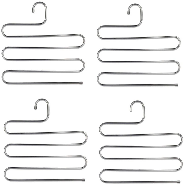 Main image of US 2 Pcs Trouser Pants Hanger Non-Slip S-Shape 5-Layer Rack Closet Space Saver