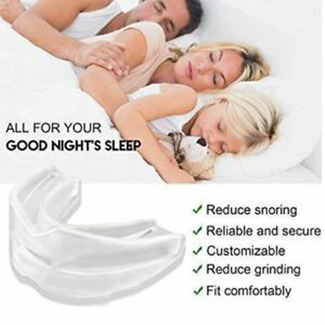 Alt view image 2 of 5 - US 2 Pc Anti-Snoring Mouthpiece Mouth Guard Grind Stop Sleep Apnea Bruxism Aid