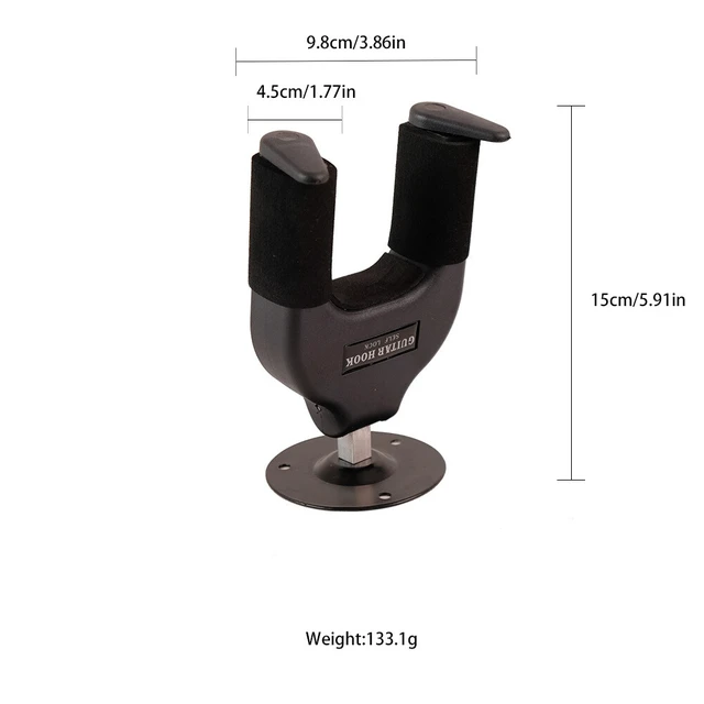 Alt view image 4 of 4 - US 1 Pc Guitar Wall Hanger Mount Stand Guitar Black Stand Wall Mount Auto Lock