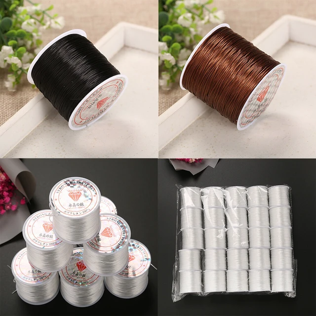 Alt view image 3 of 5 - US 1 0.5mm Flat Elastic Stretch String Jewelry Making DIY Bracelet Cord Thread DG-3-f 50mibiantanlixian0.5mmkafeise 1ge