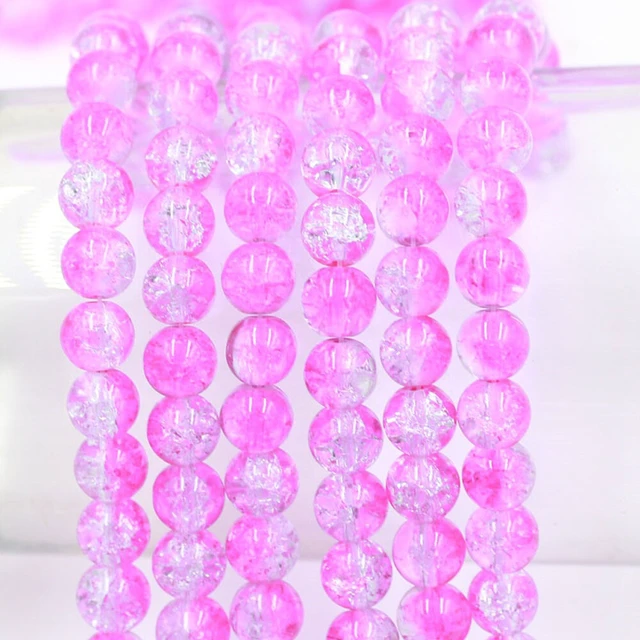 Alt view image 3 of 5 - US 100 Pack 8mm Loose Round Spacer Beads Strand Crackle Lampwork Glass Beads