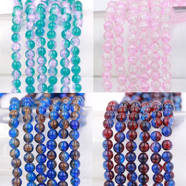 Alt view image 4 of 5 - US 100 Pack 8mm Loose Round Spacer Beads Strand Crackle Lampwork Glass Beads