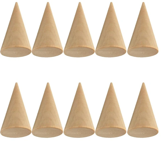 Main image of US 10 Pc Wood Cone Ring Holder Durable Finger Jewelry Display Stand DIY Craft