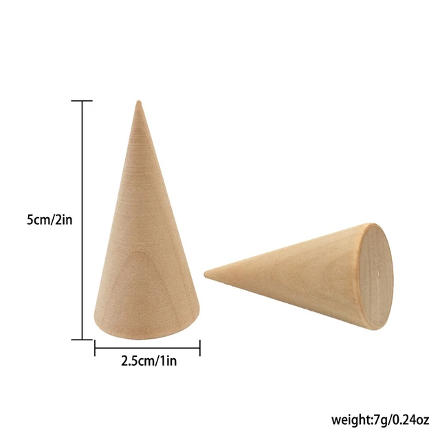 Alt view image 2 of 2 - US 10 Pc Wood Cone Ring Holder Durable Finger Jewelry Display Stand DIY Craft