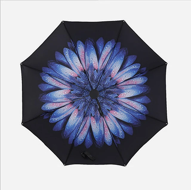 Alt view image 2 of 4 - 50+ Anti-UV Sun Rain Protection Windproof Flower Parasols 3 Folding Umbrella xingkonglan
