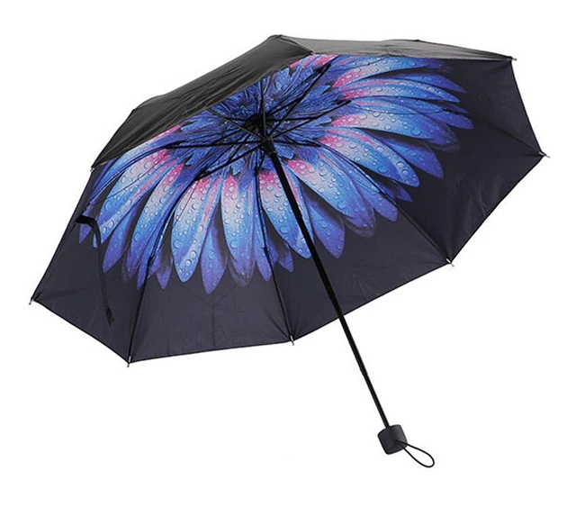 Alt view image 3 of 4 - 50+ Anti-UV Sun Rain Protection Windproof Flower Parasols 3 Folding Umbrella xingkonglan